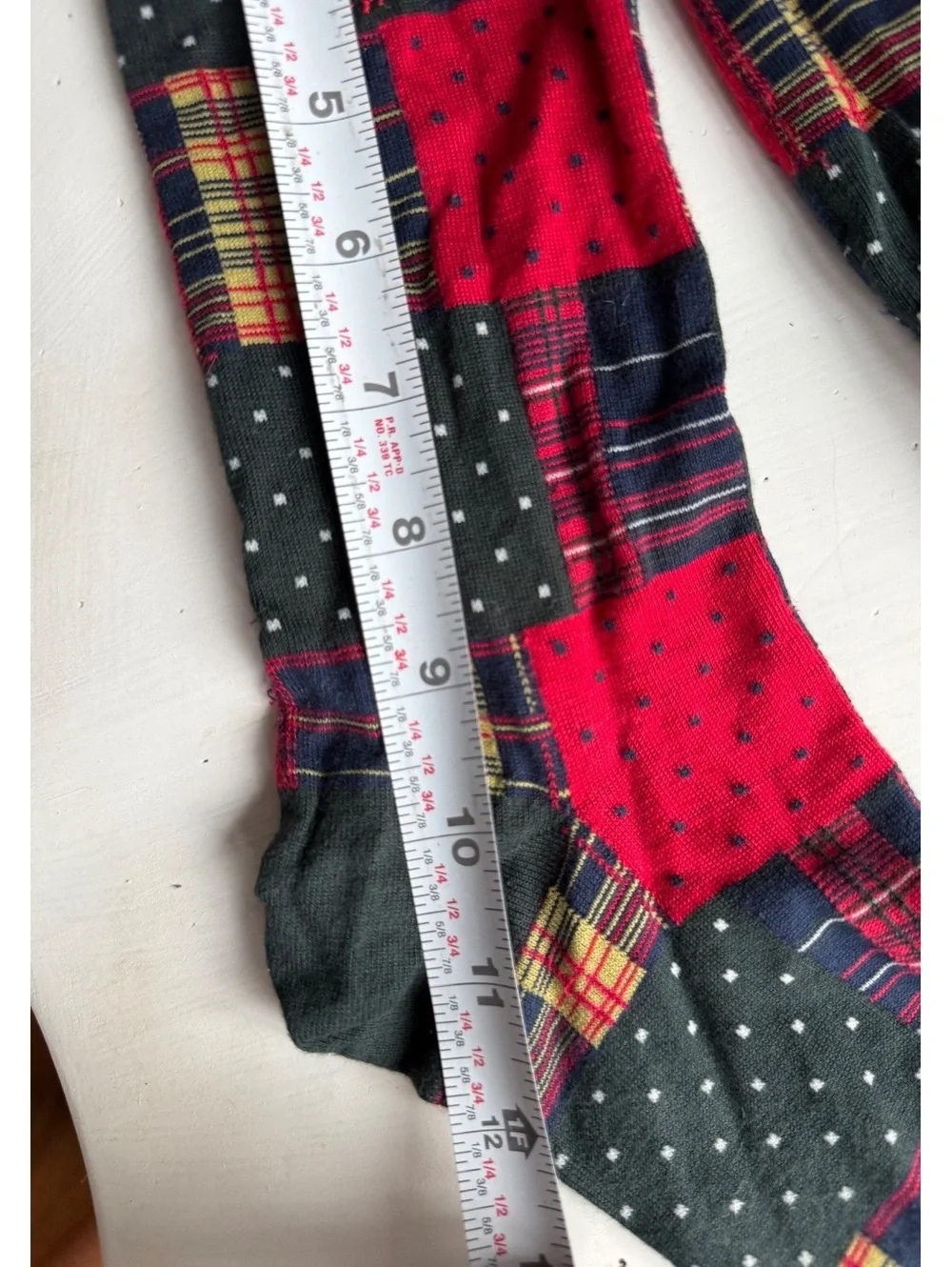 Ralph Lauren  Patchwork Pattern Socks with Red and Green Accents